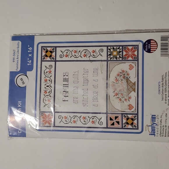 Families Are Like Quilts Counted Cross Stitch Kit 13"x15" - Picture 4 of 4